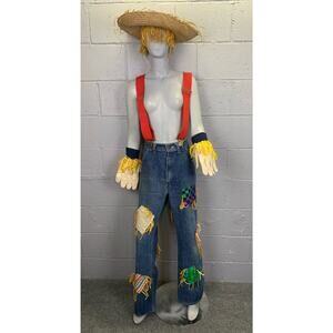 Vintage 1970s 80s Home Made Scarecrow Costume Big Yank Jeans Halloween Cosplay
